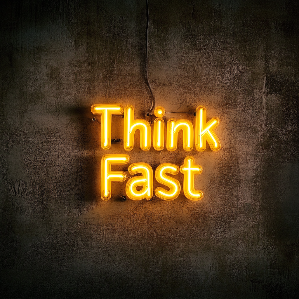 "Think Fast" - Yellow Neon Sign, 18 Inches