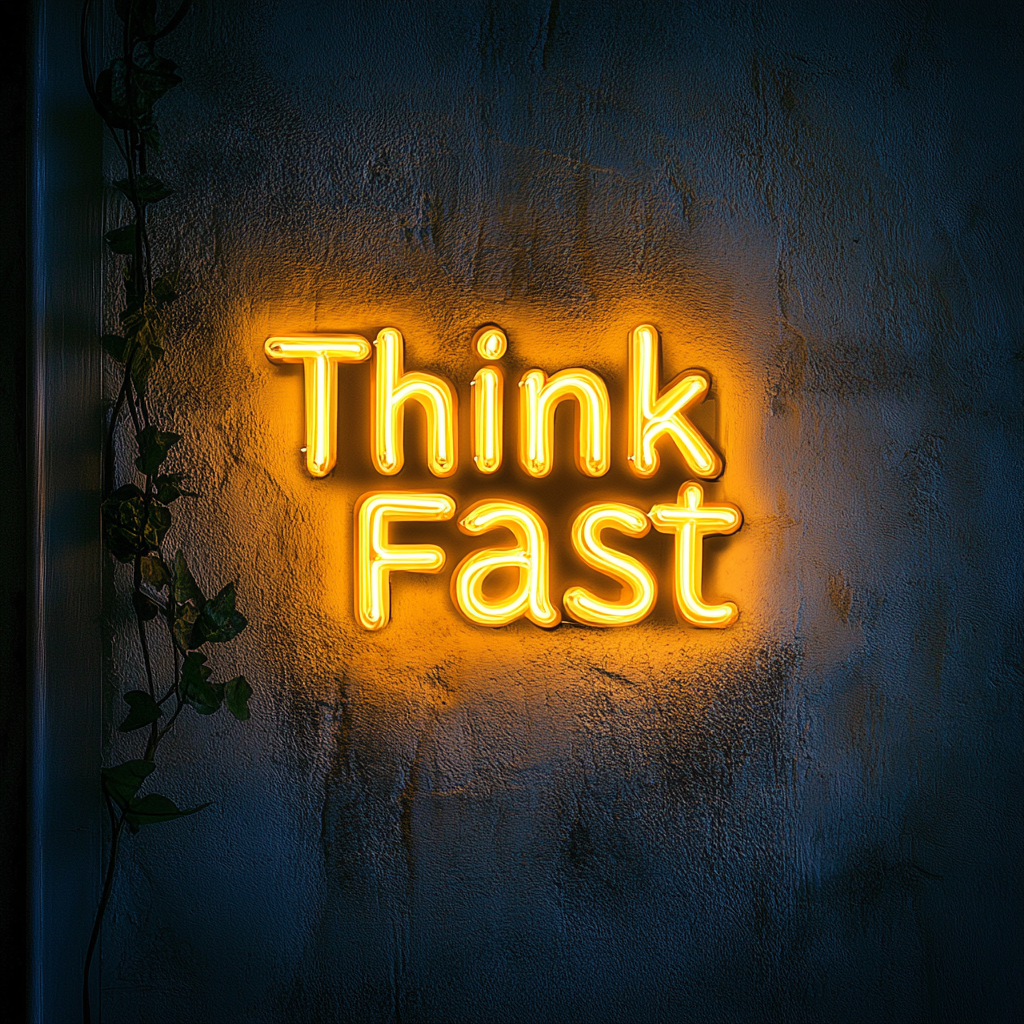 "Think Fast" - Yellow Neon Sign, 24 Inches