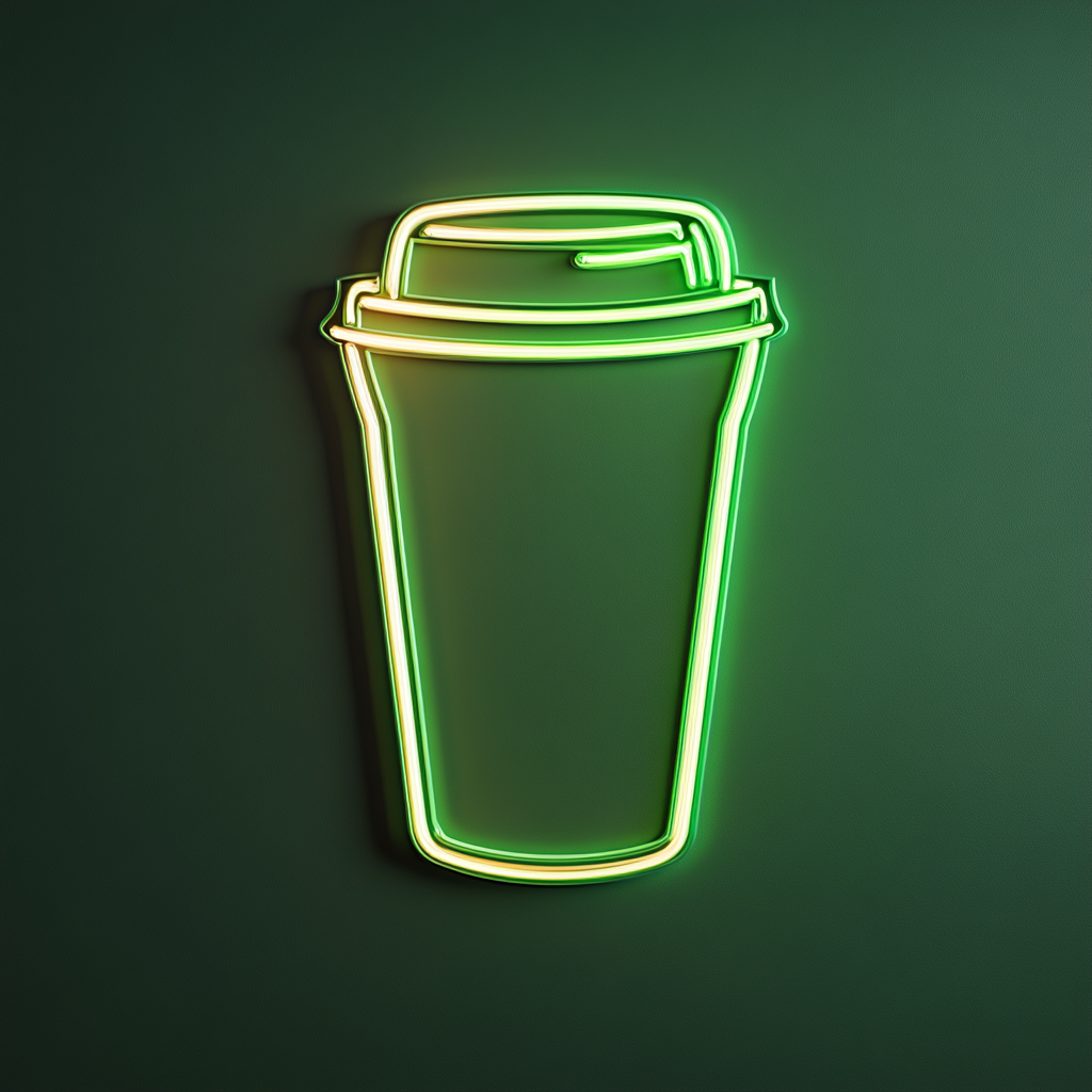 To-Go Coffee Cup - Green Neon Sign, 18 Inches