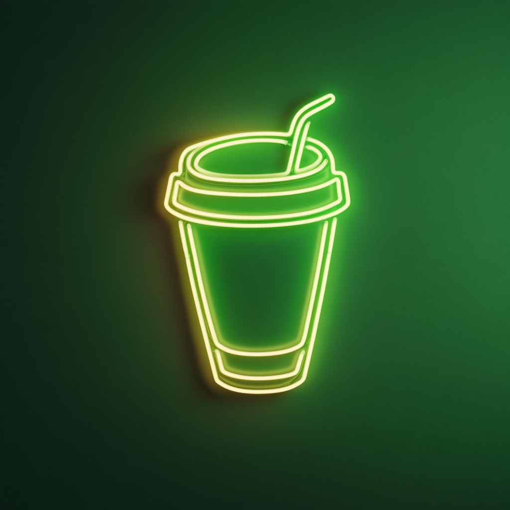 To-Go Coffee Cup - Green Neon Sign, 24 Inches
