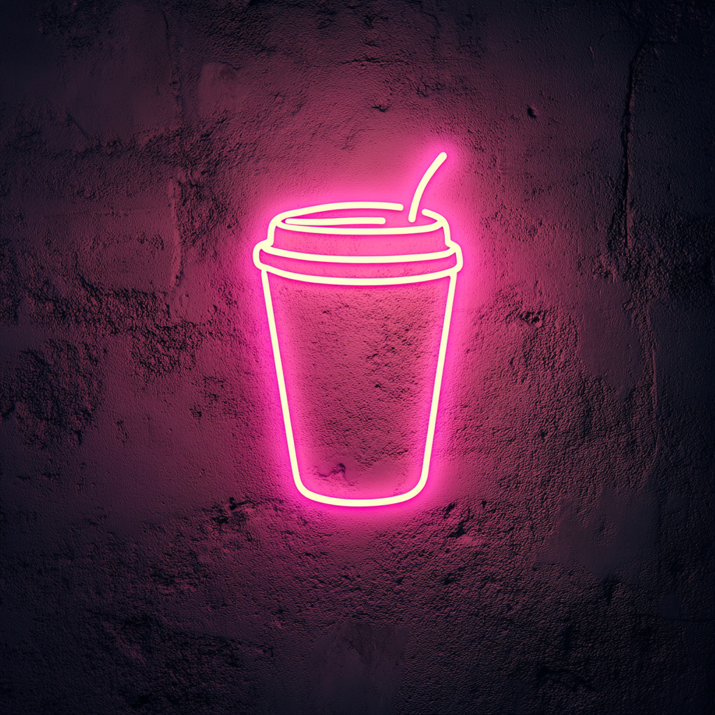 To-Go Coffee Cup - Pink Neon Sign, 24 Inches