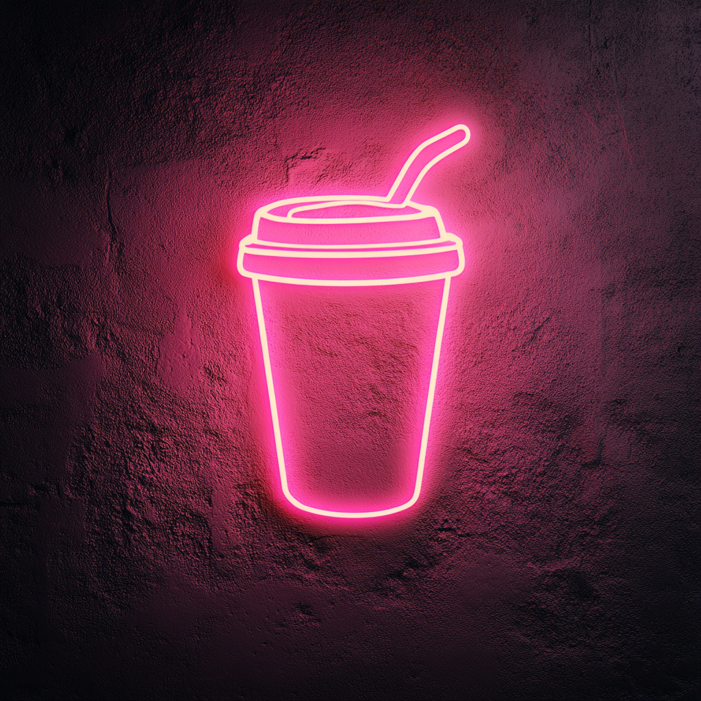 To-Go Coffee Cup - Pink Neon Sign, 24 Inches