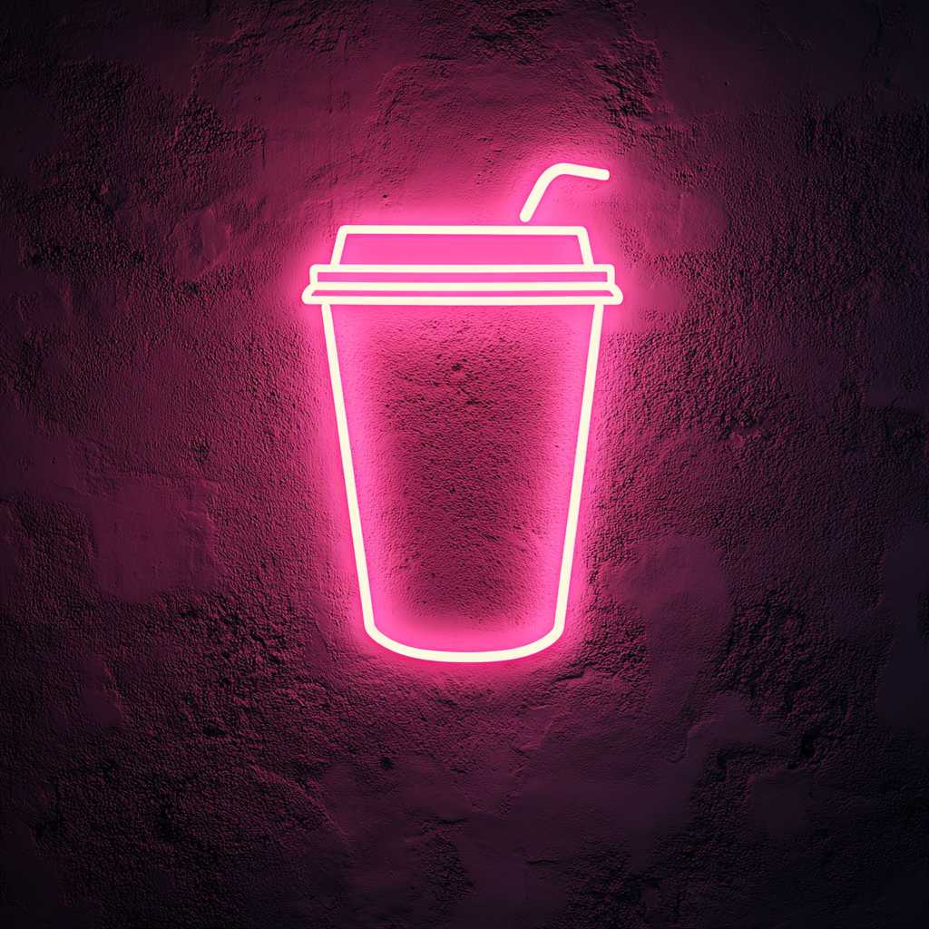 To-Go Coffee Cup - Pink Neon Sign, 24 Inches