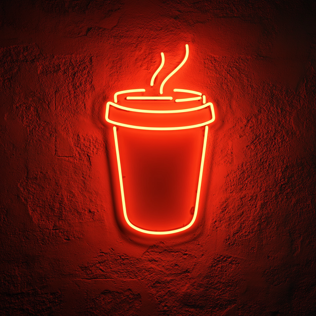 To-Go Coffee Cup - Red Neon Sign, 18 Inches