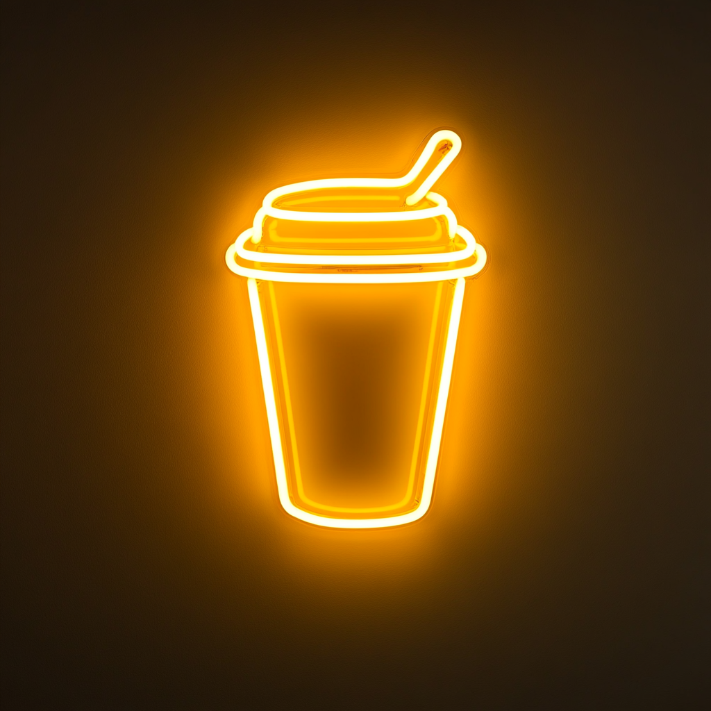 To-Go Coffee Cup - Yellow Neon Sign, 24 Inches