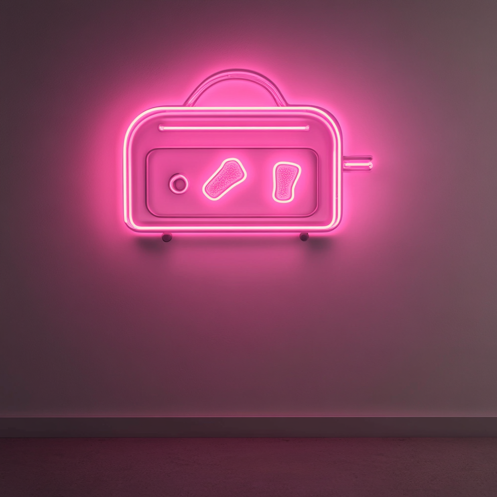 Toaster with Toast Popping - Pink Neon Sign, 24 Inches