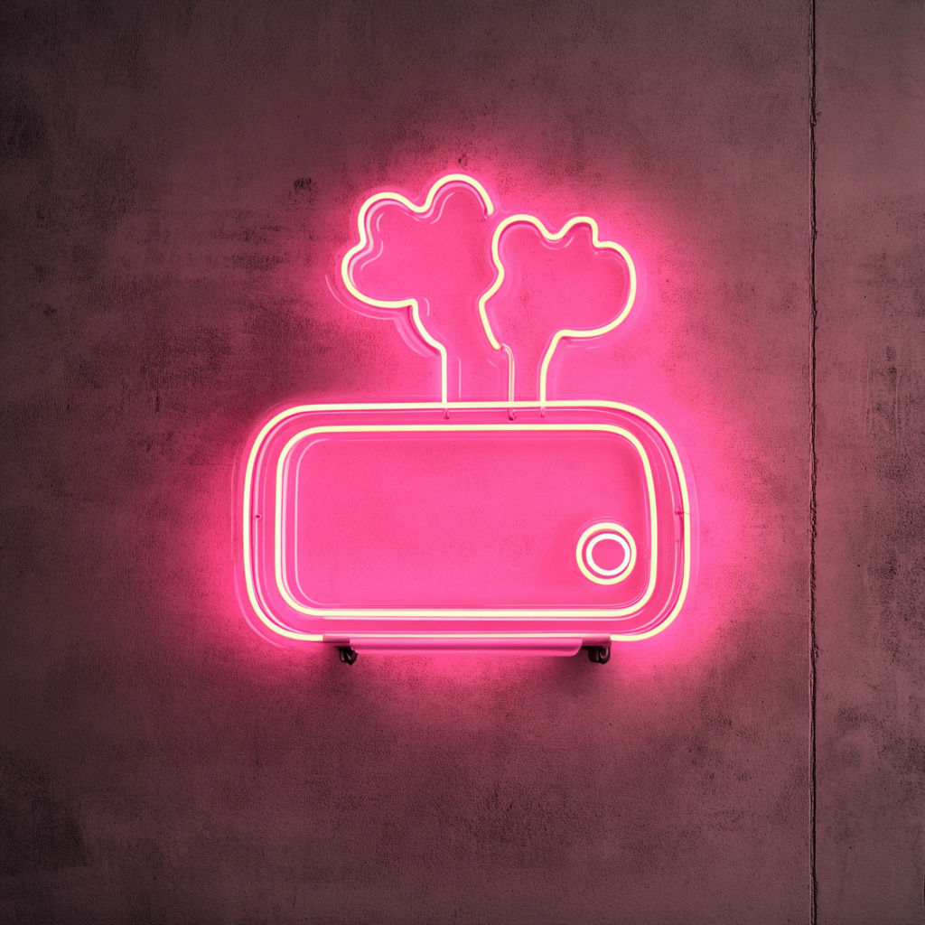 Toaster with Toast Popping - Pink Neon Sign, 24 Inches