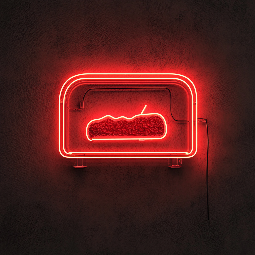Toaster with Toast Popping - Red Neon Sign, 24 Inches