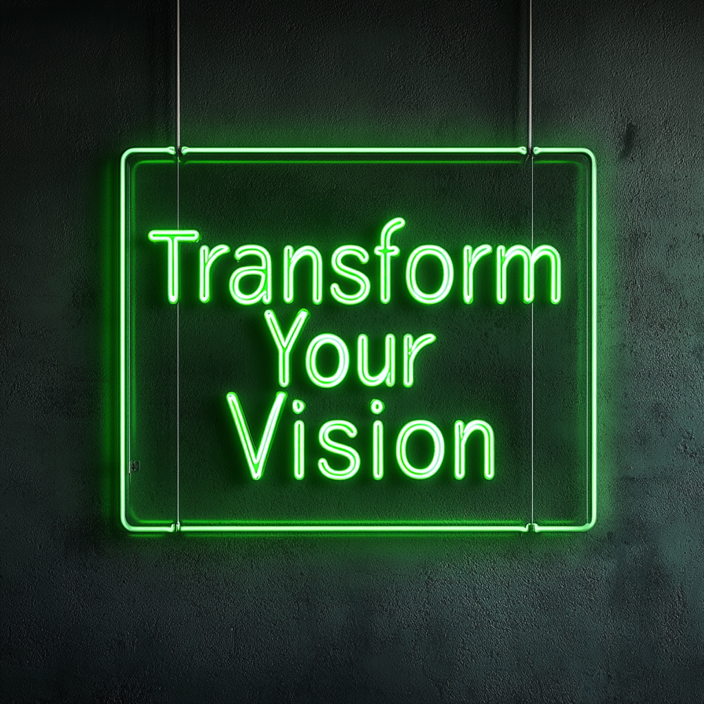 "Transform Your Vision" - Green Neon Sign, 18 Inches