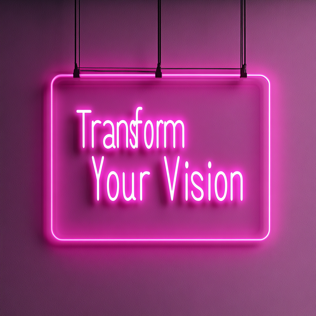 "Transform Your Vision" - Pink Neon Sign, 18 Inches