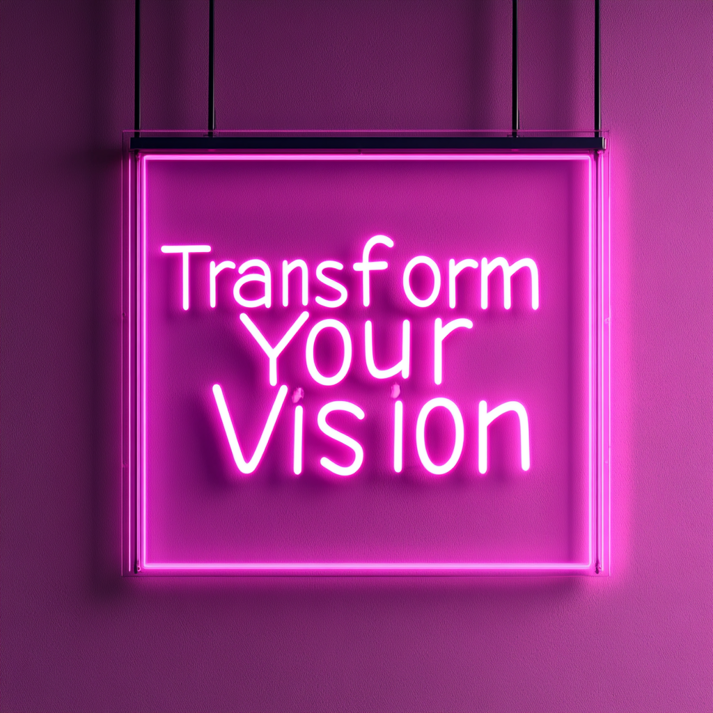 "Transform Your Vision" - Pink Neon Sign, 24 Inches
