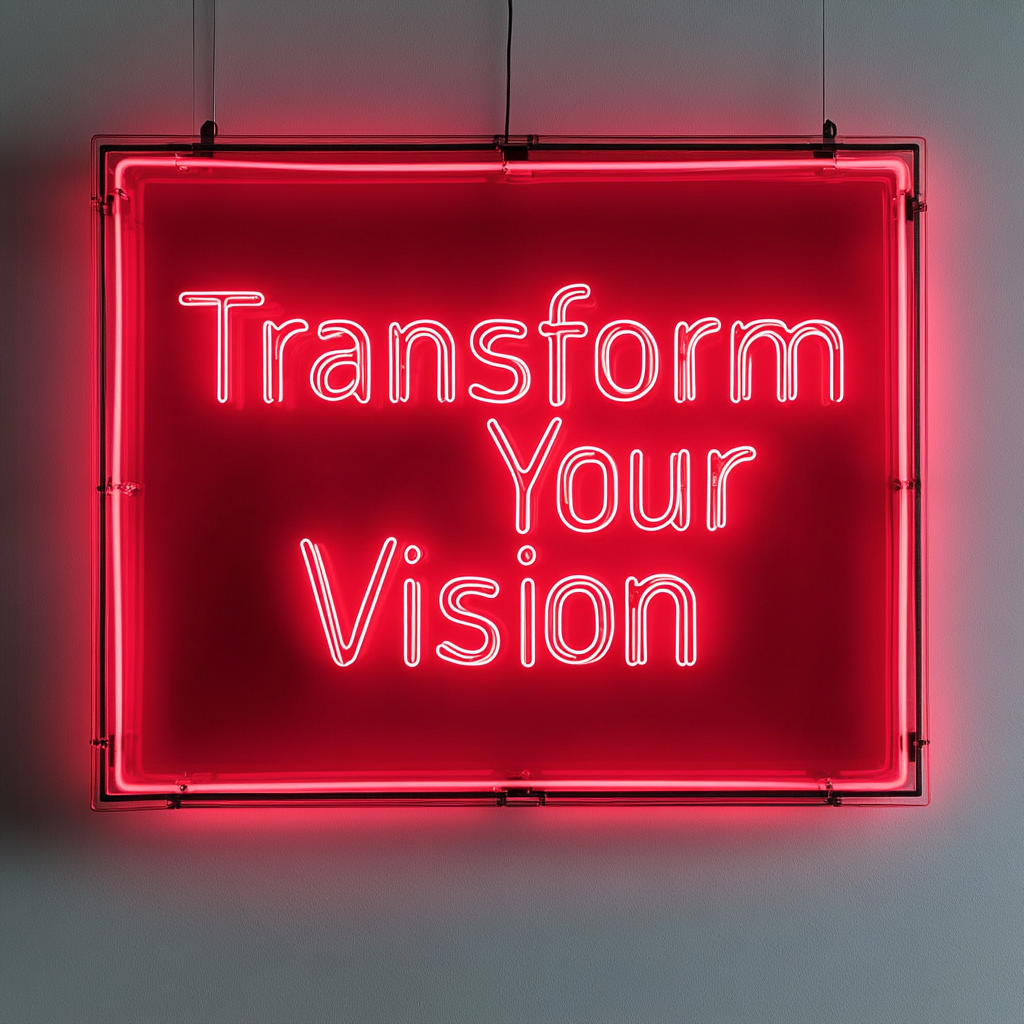 "Transform Your Vision" - Red Neon Sign, 18 Inches