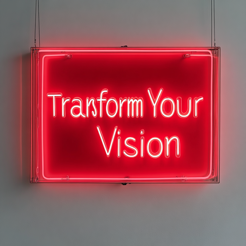 "Transform Your Vision" - Red Neon Sign, 18 Inches