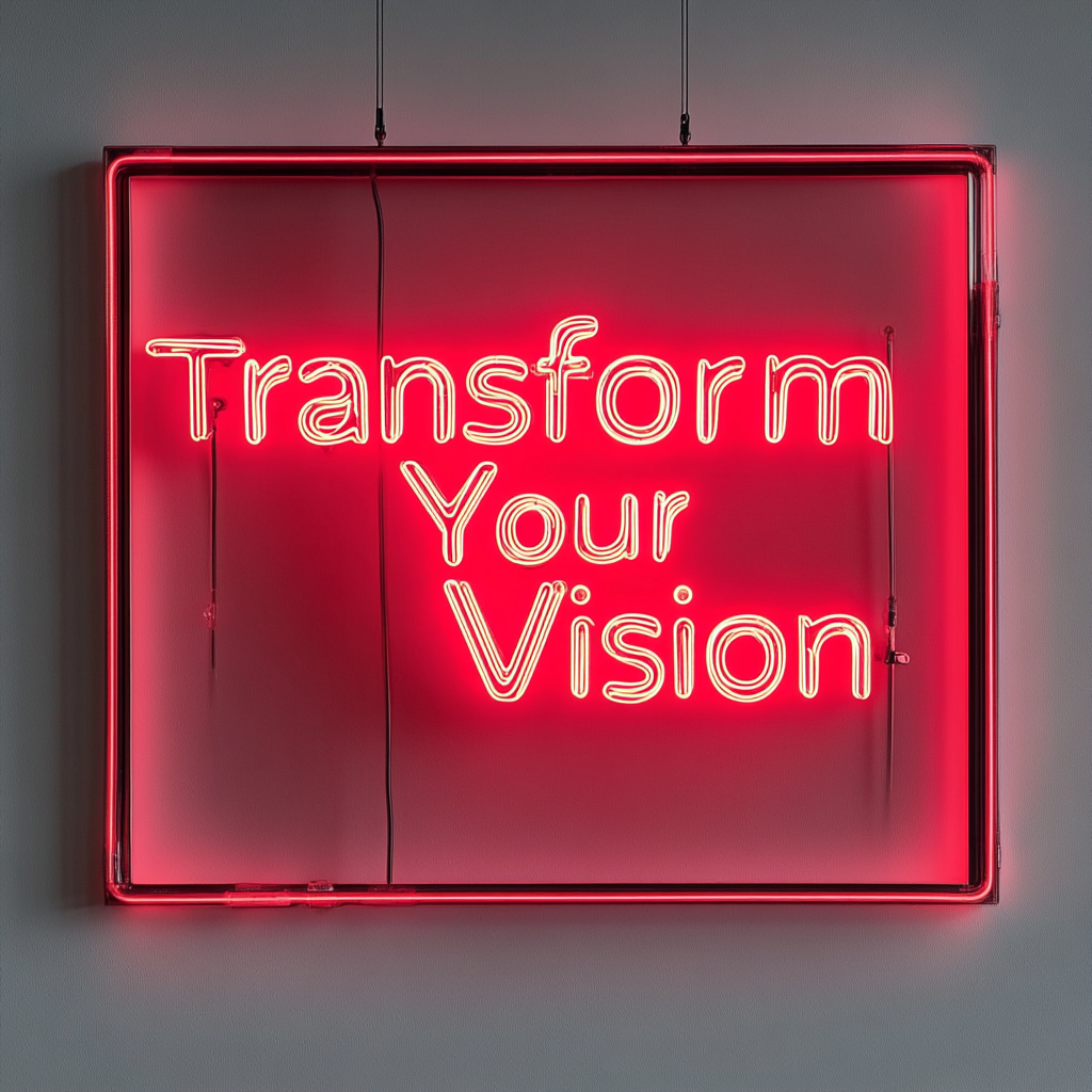 "Transform Your Vision" - Red Neon Sign, 18 Inches