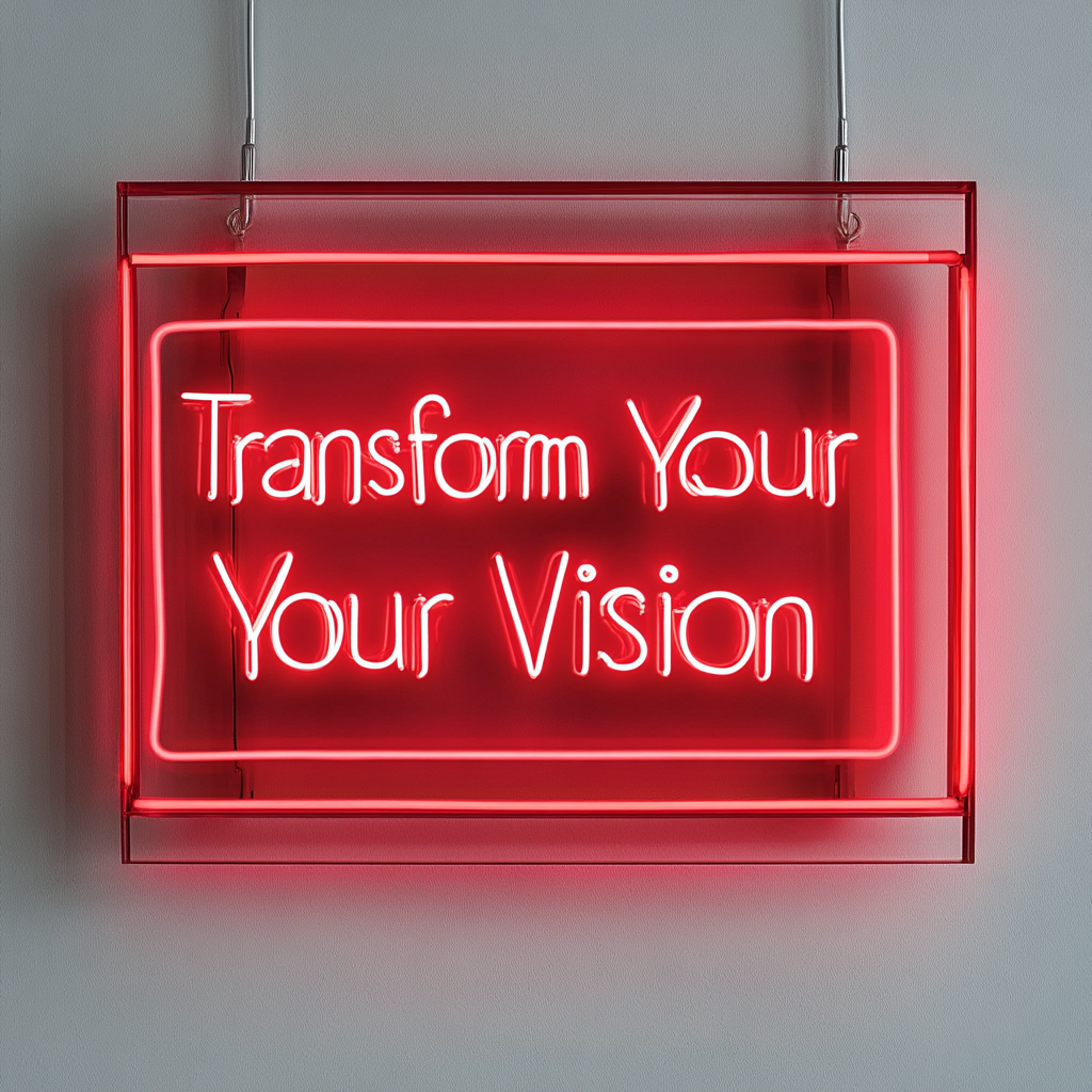 "Transform Your Vision" - Red Neon Sign, 18 Inches