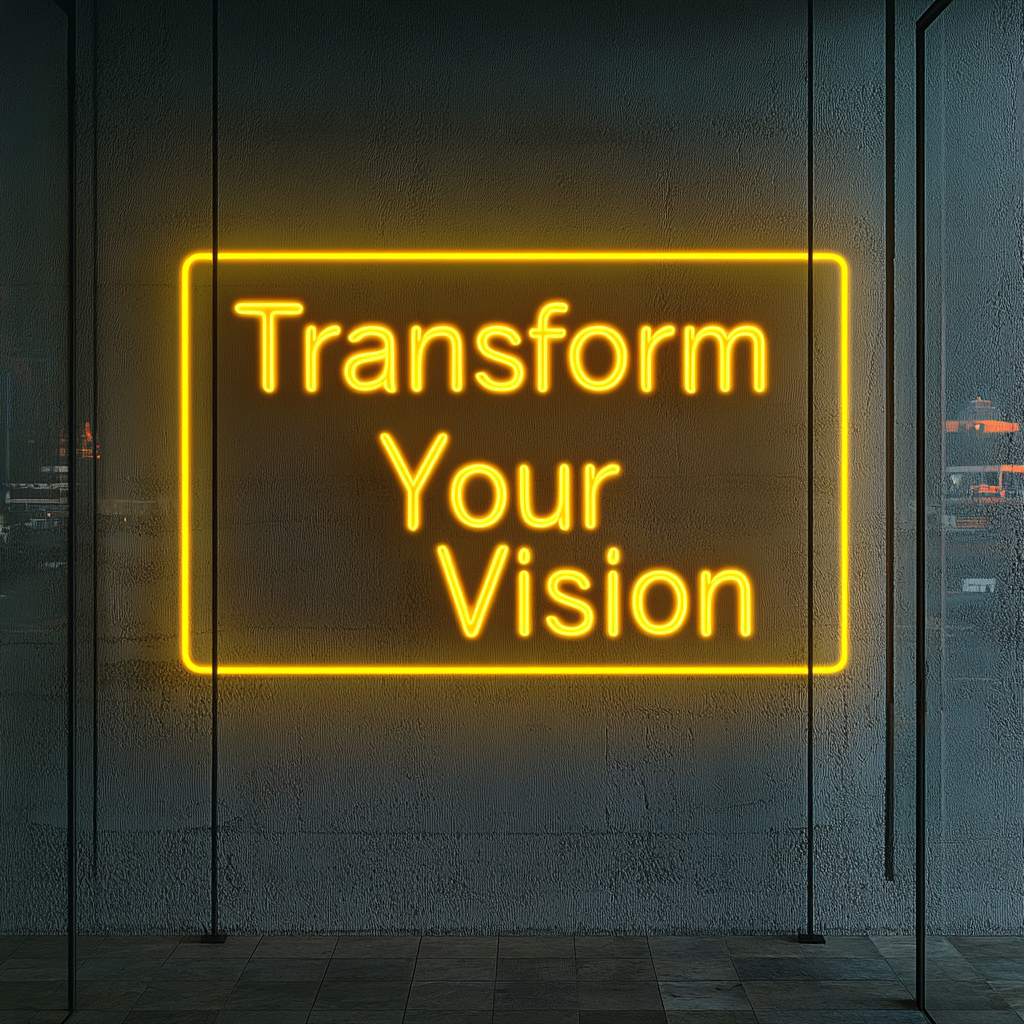"Transform Your Vision" - Yellow Neon Sign, 18 Inches