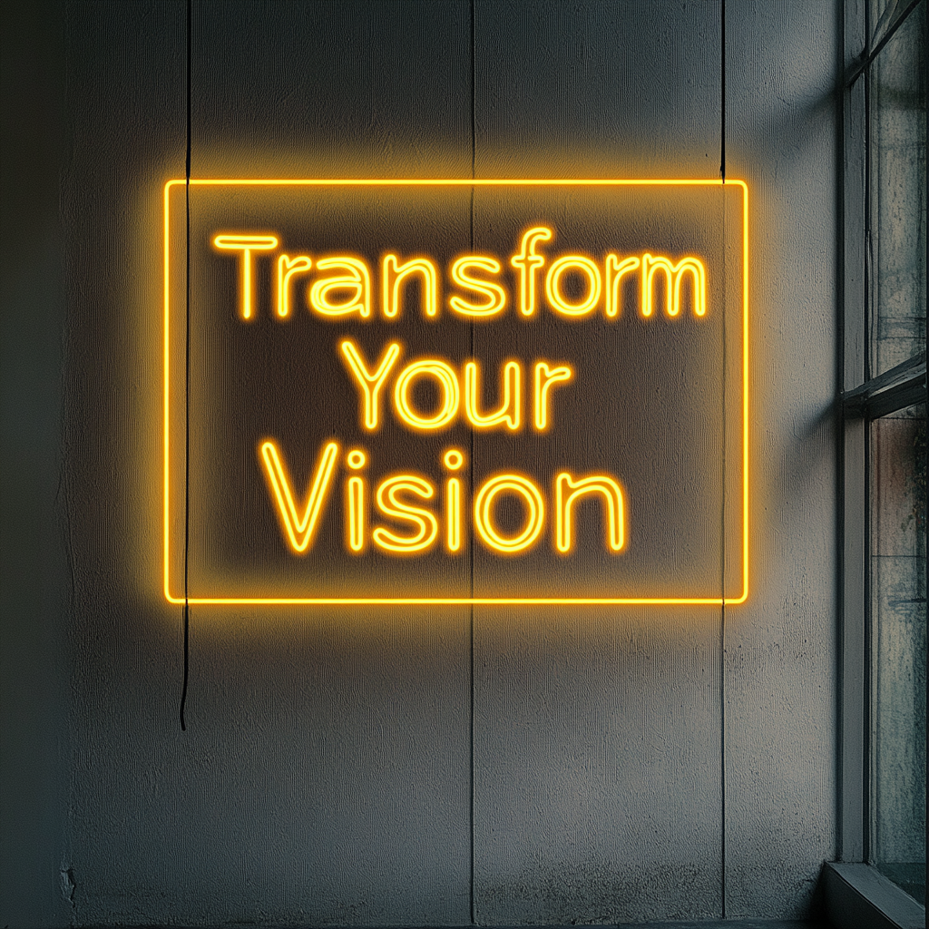 "Transform Your Vision" - Yellow Neon Sign, 24 Inches