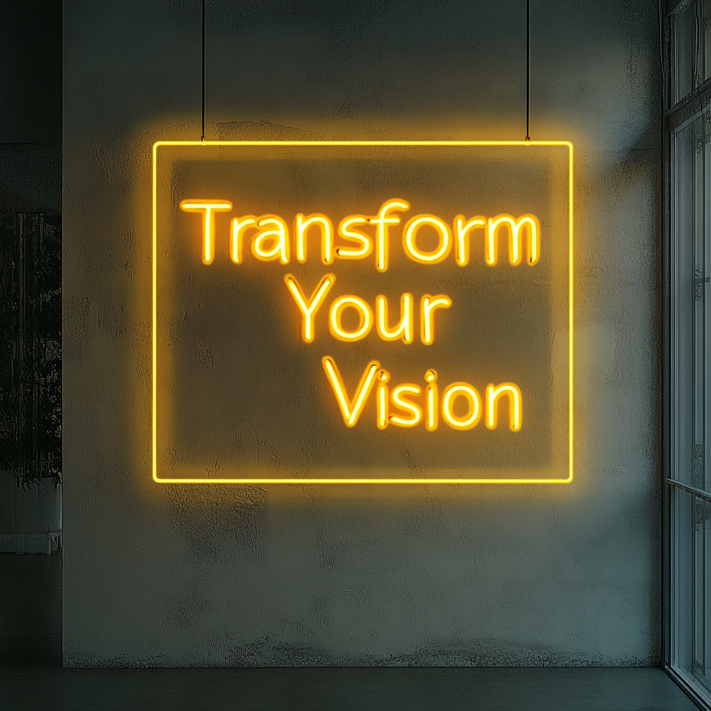 "Transform Your Vision" - Yellow Neon Sign, 18 Inches