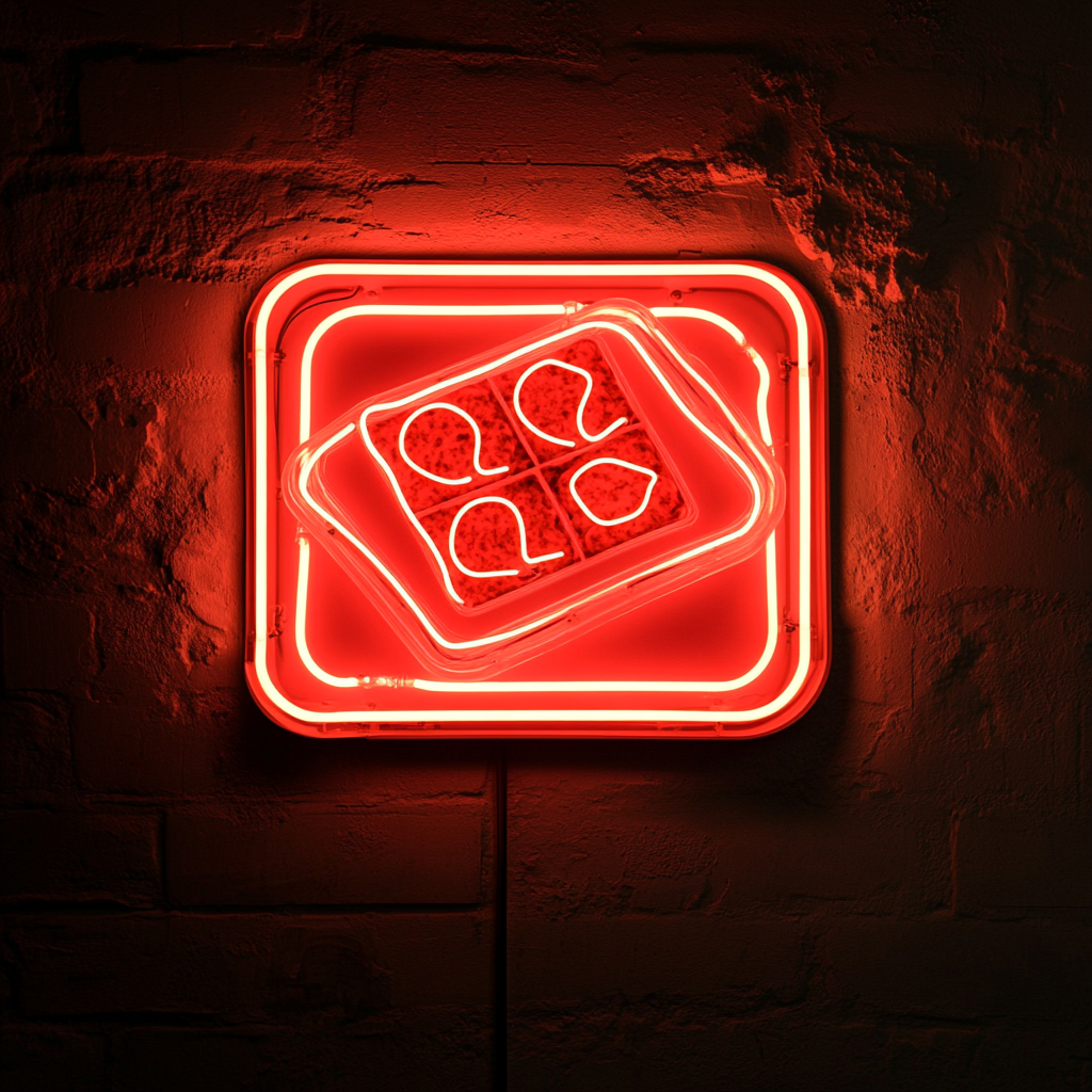 Tray of Cheese and Crackers - Red Neon Sign, 24 Inches