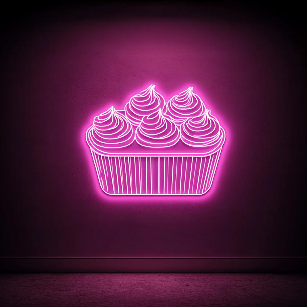 Tray of Cupcakes - Pink Neon Sign, 24 Inches