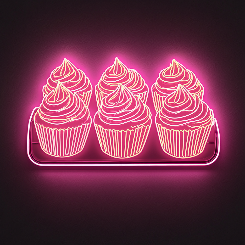 Tray of Cupcakes - Pink Neon Sign, 18 Inches