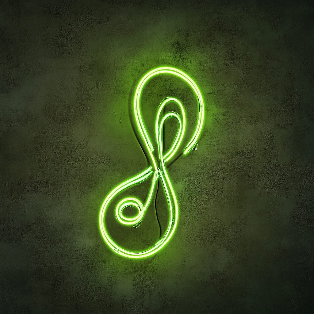 Treble Clef - Green Neon Sign, 24 Inches