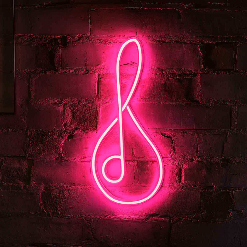Treble Clef - Pink Neon Sign, 24 Inches