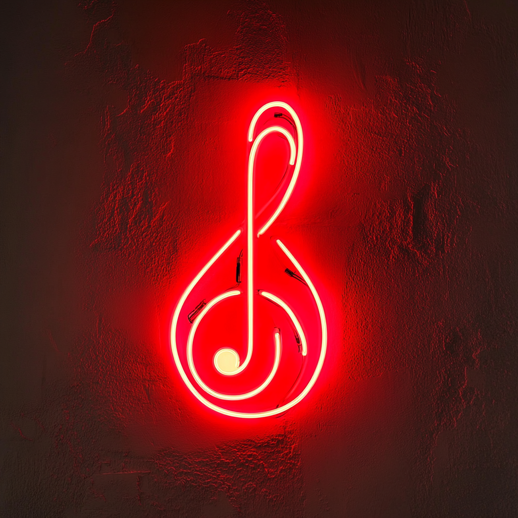 Treble Clef - Red Neon Sign, 18 Inches