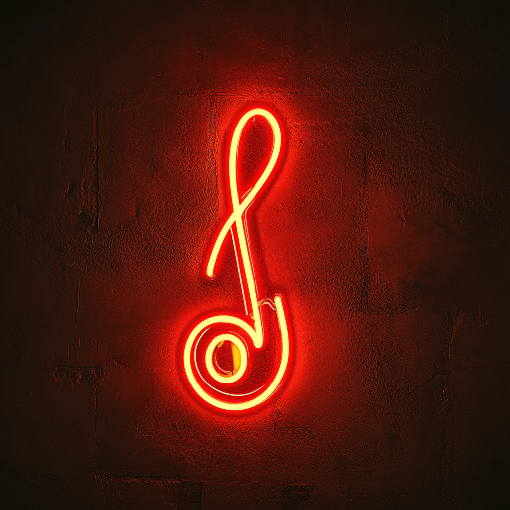 Treble Clef - Red Neon Sign, 18 Inches