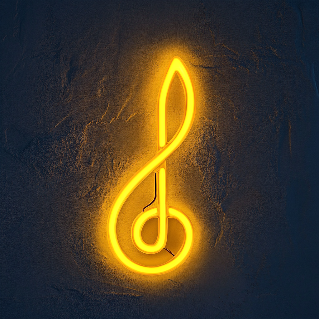 Treble Clef - Yellow Neon Sign, 18 Inches