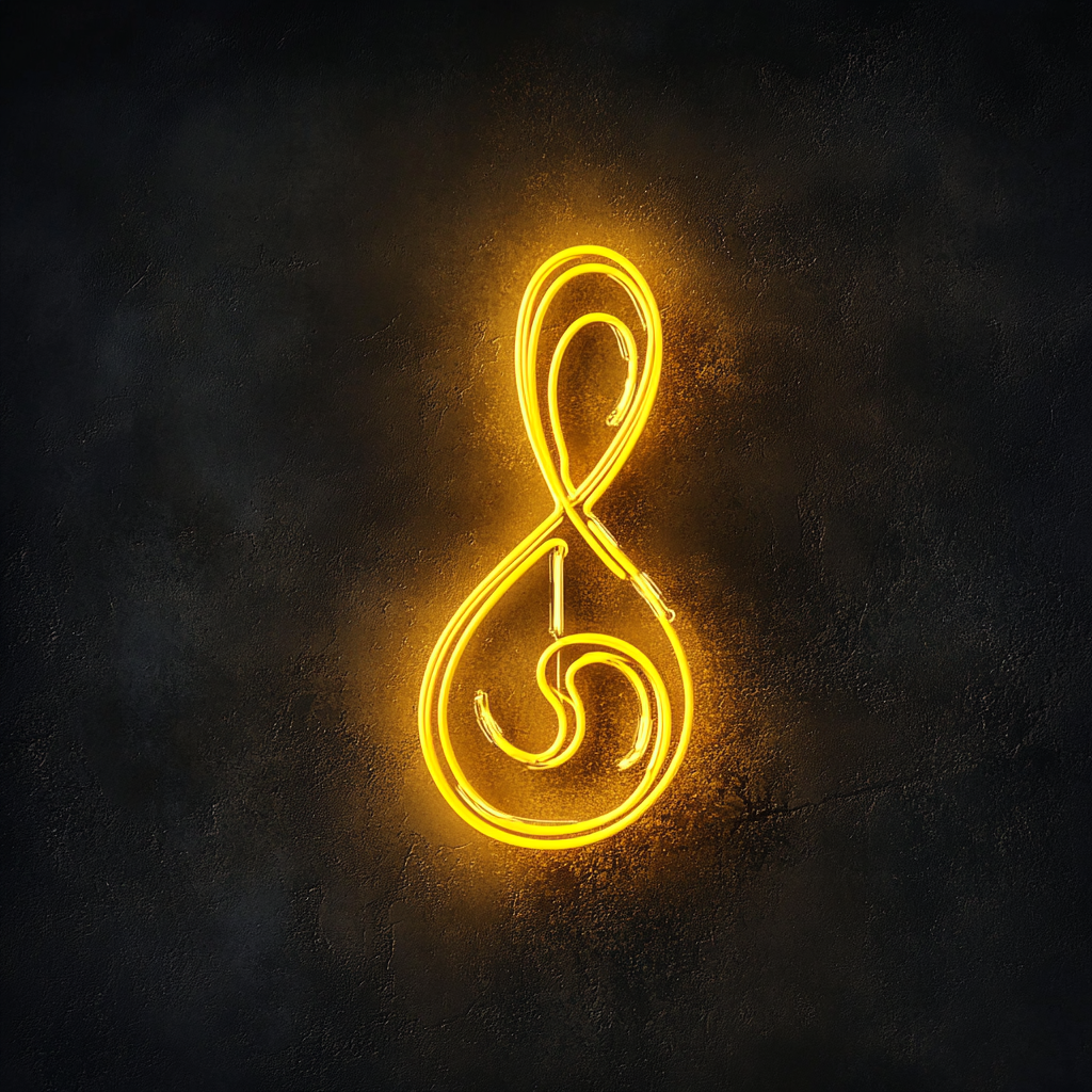 Treble Clef - Yellow Neon Sign, 24 Inches