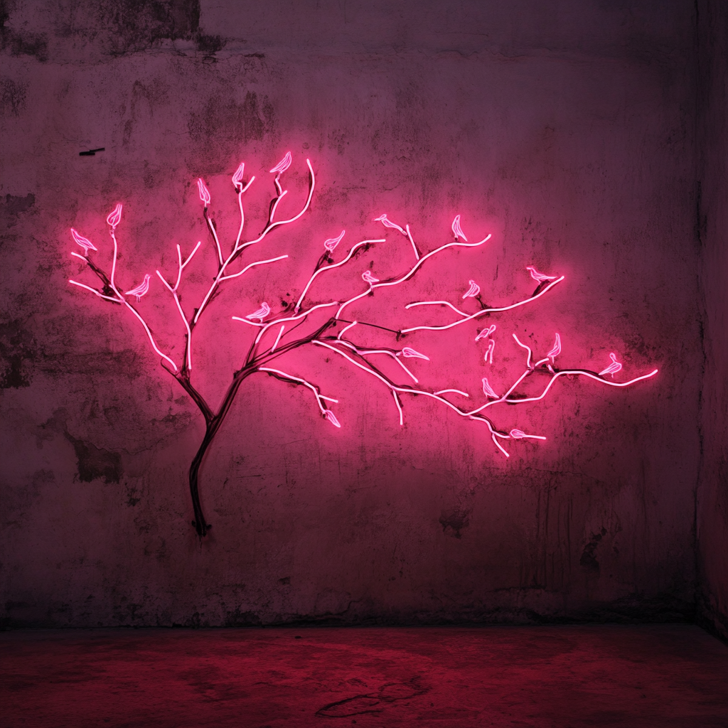 Tree Branch with Birds - Pink Neon Sign, 18 Inches