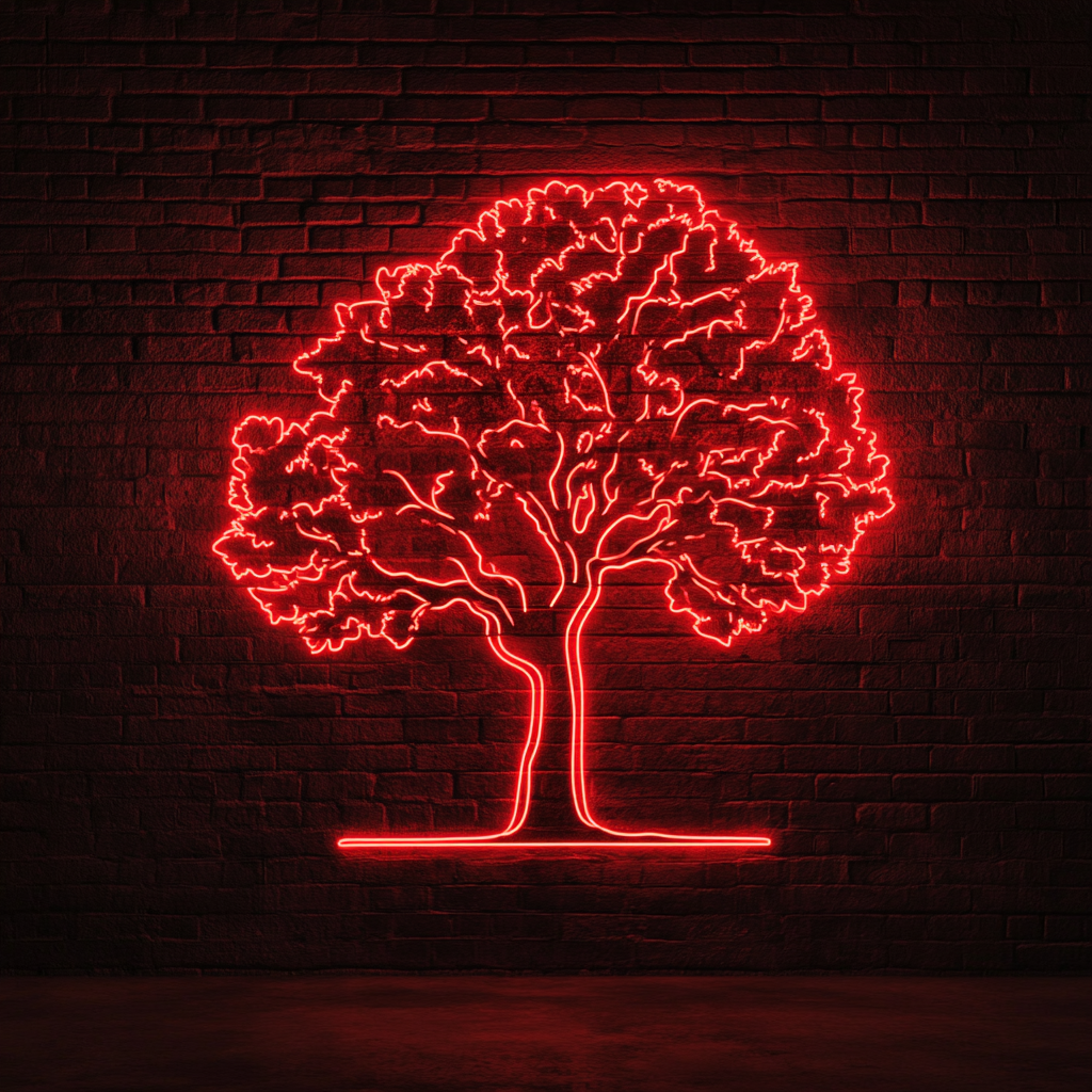 Tree Silhouette - Red Neon Sign, 24 Inches