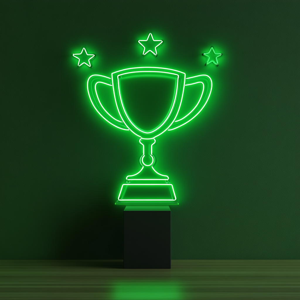 Trophy - Green Neon Sign, 24 Inches