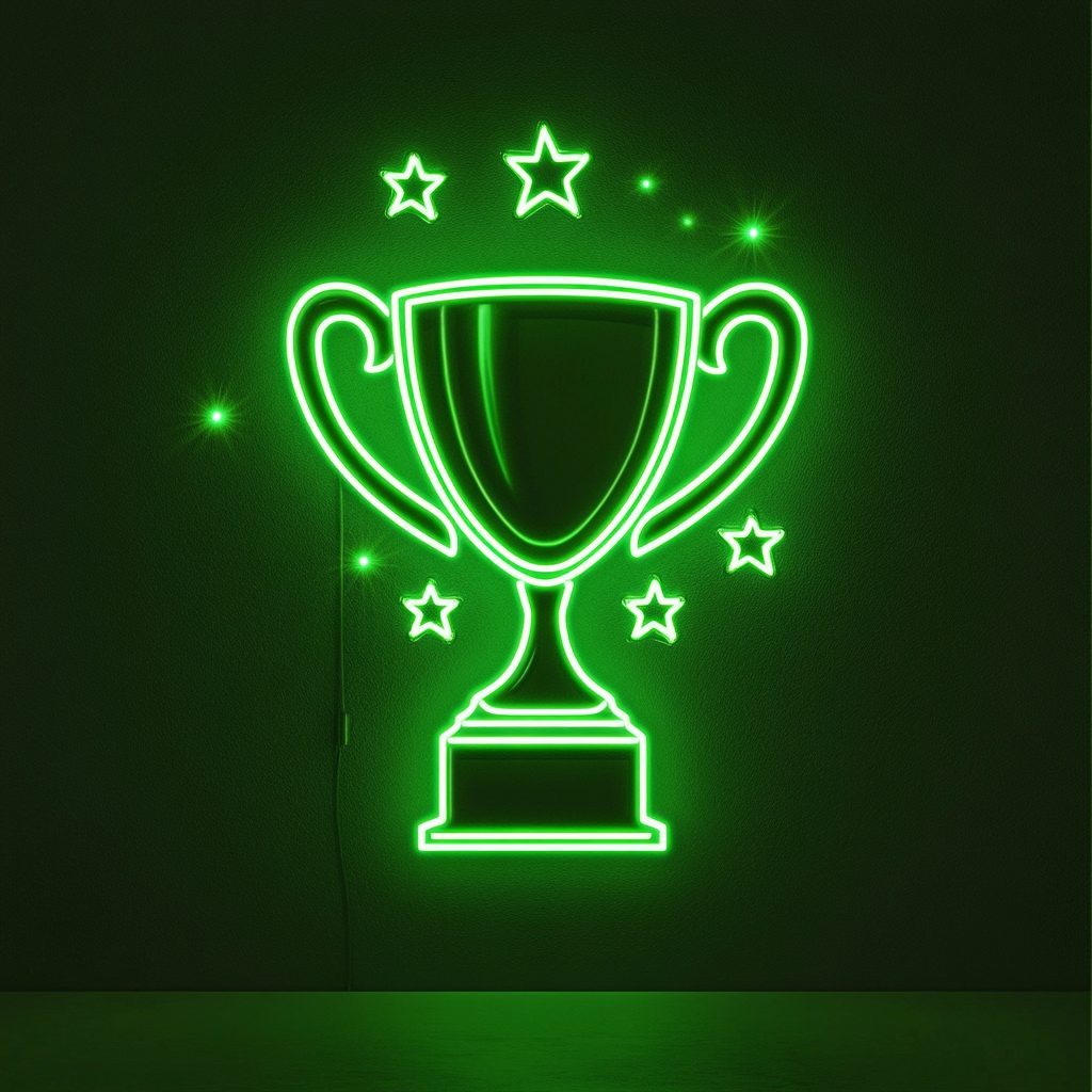 Trophy - Green Neon Sign, 24 Inches