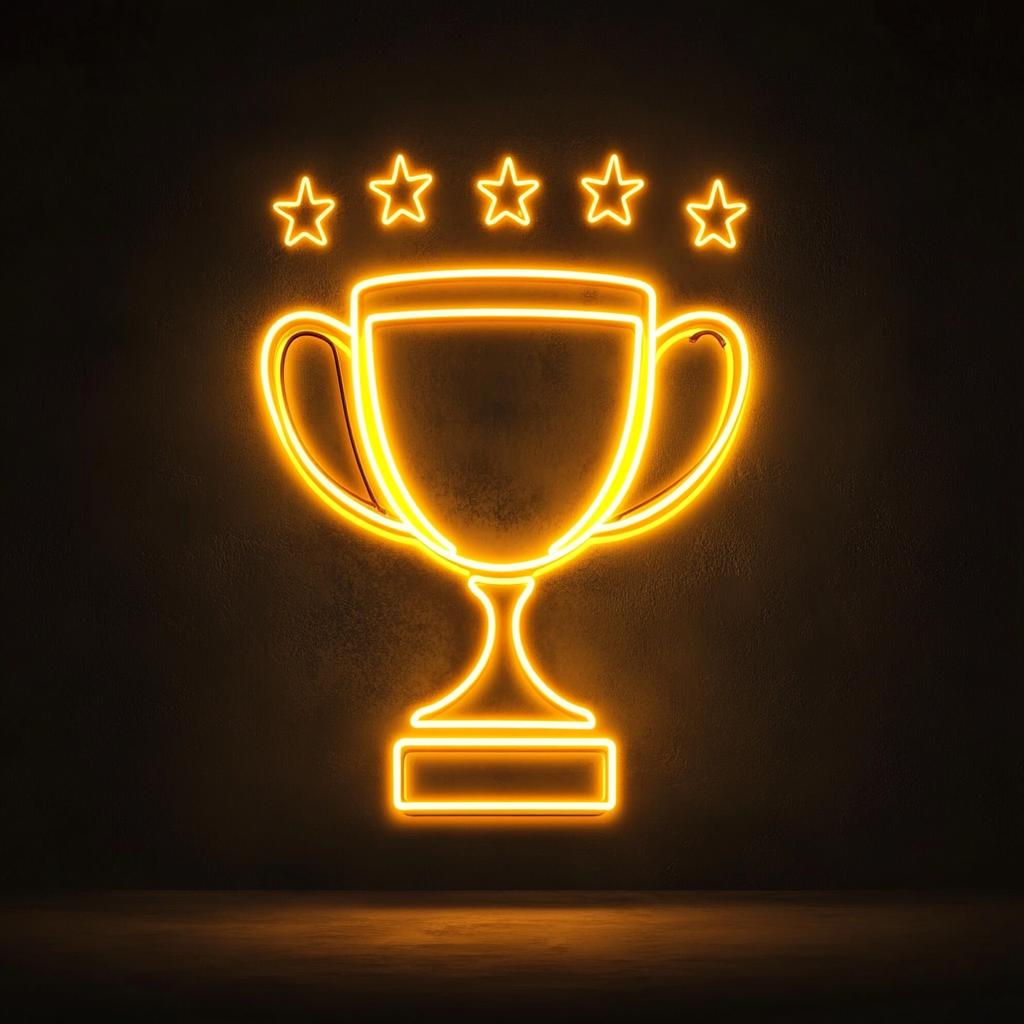 Trophy - Yellow Neon Sign, 18 Inches