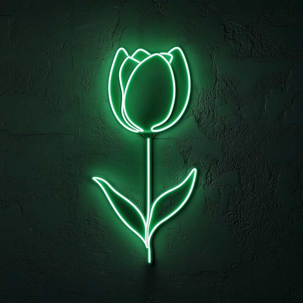 Tulip Flower - Green Neon Sign, 24 Inches