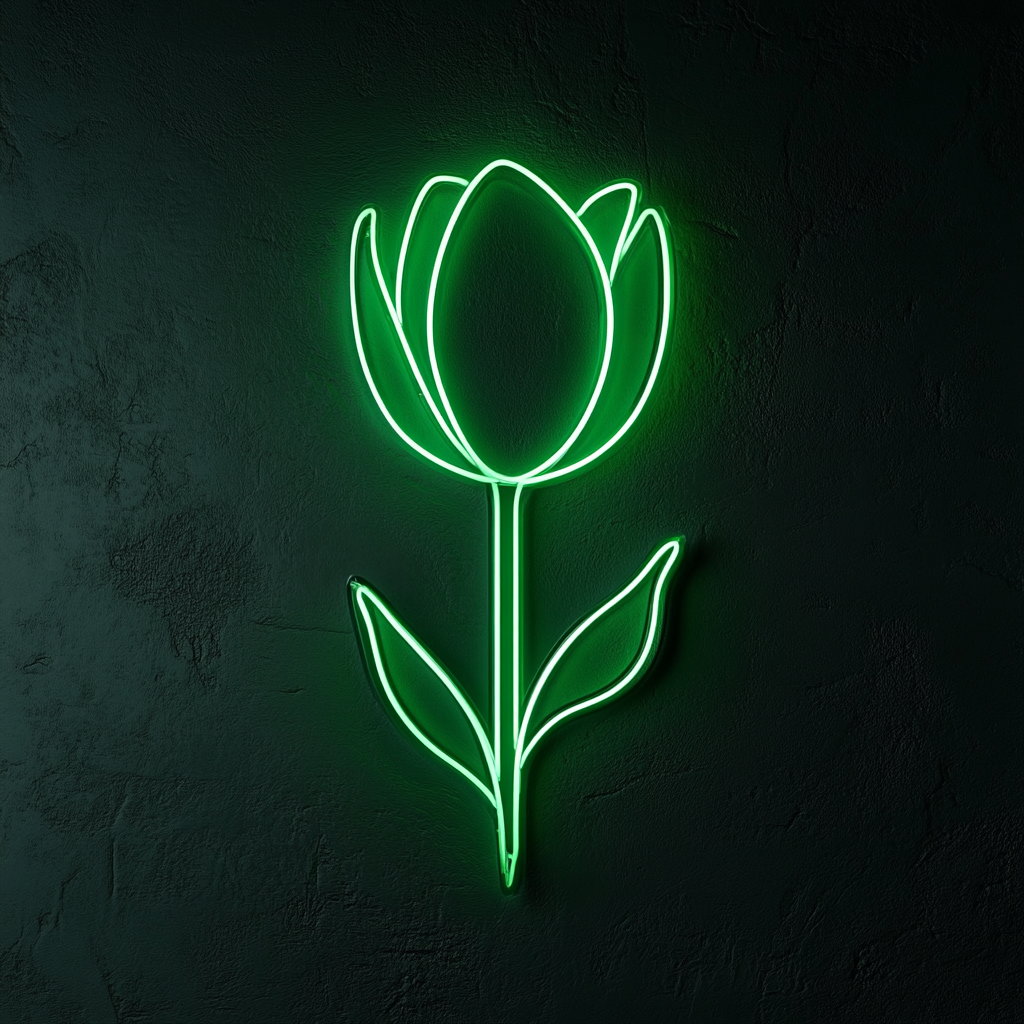 Tulip Flower - Green Neon Sign, 24 Inches