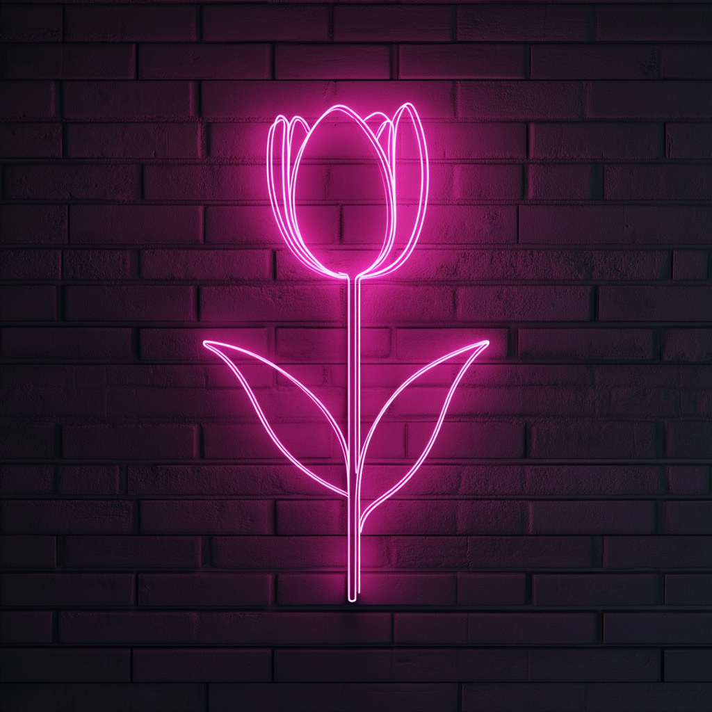 Tulip Flower - Pink Neon Sign, 18 Inches
