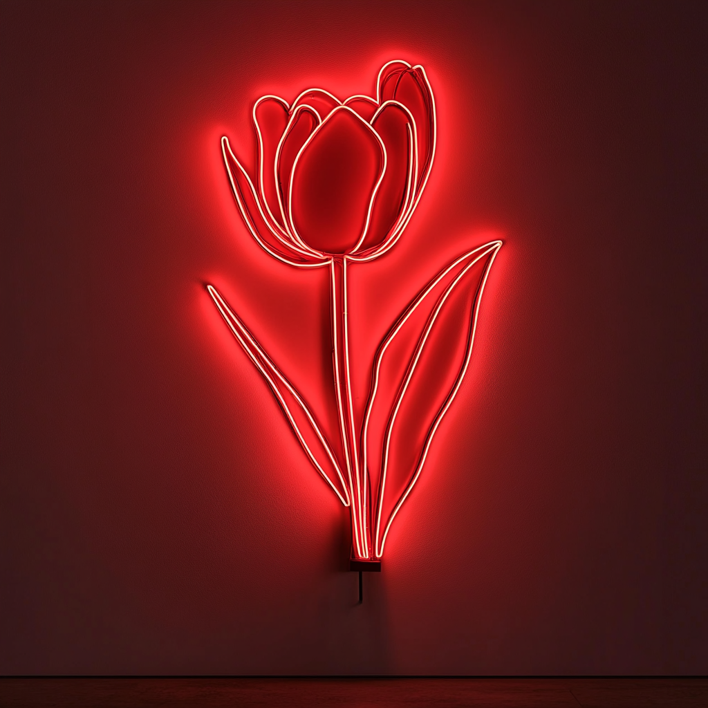 Tulip Flower - Red Neon Sign, 18 Inches