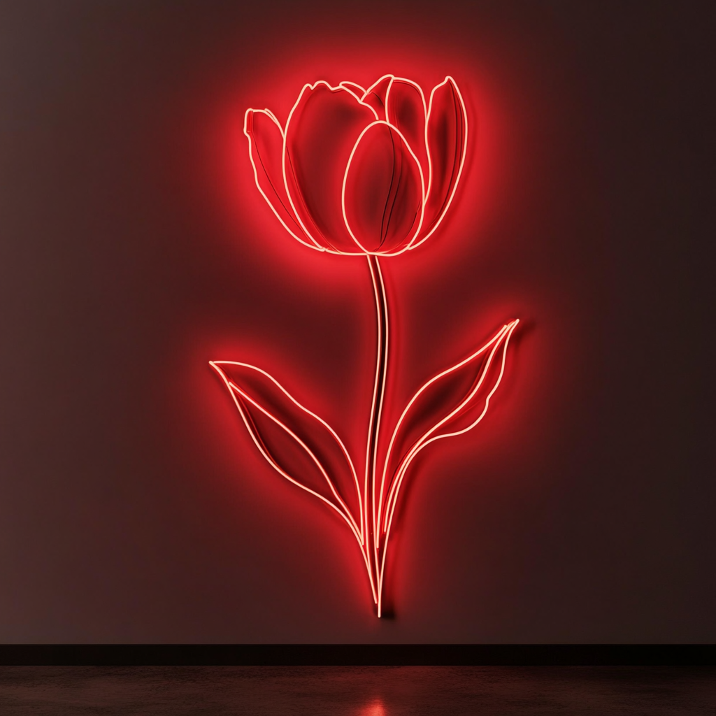 Tulip Flower - Red Neon Sign, 24 Inches