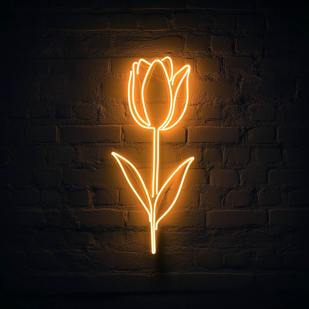 Tulip Flower - Yellow Neon Sign, 18 Inches