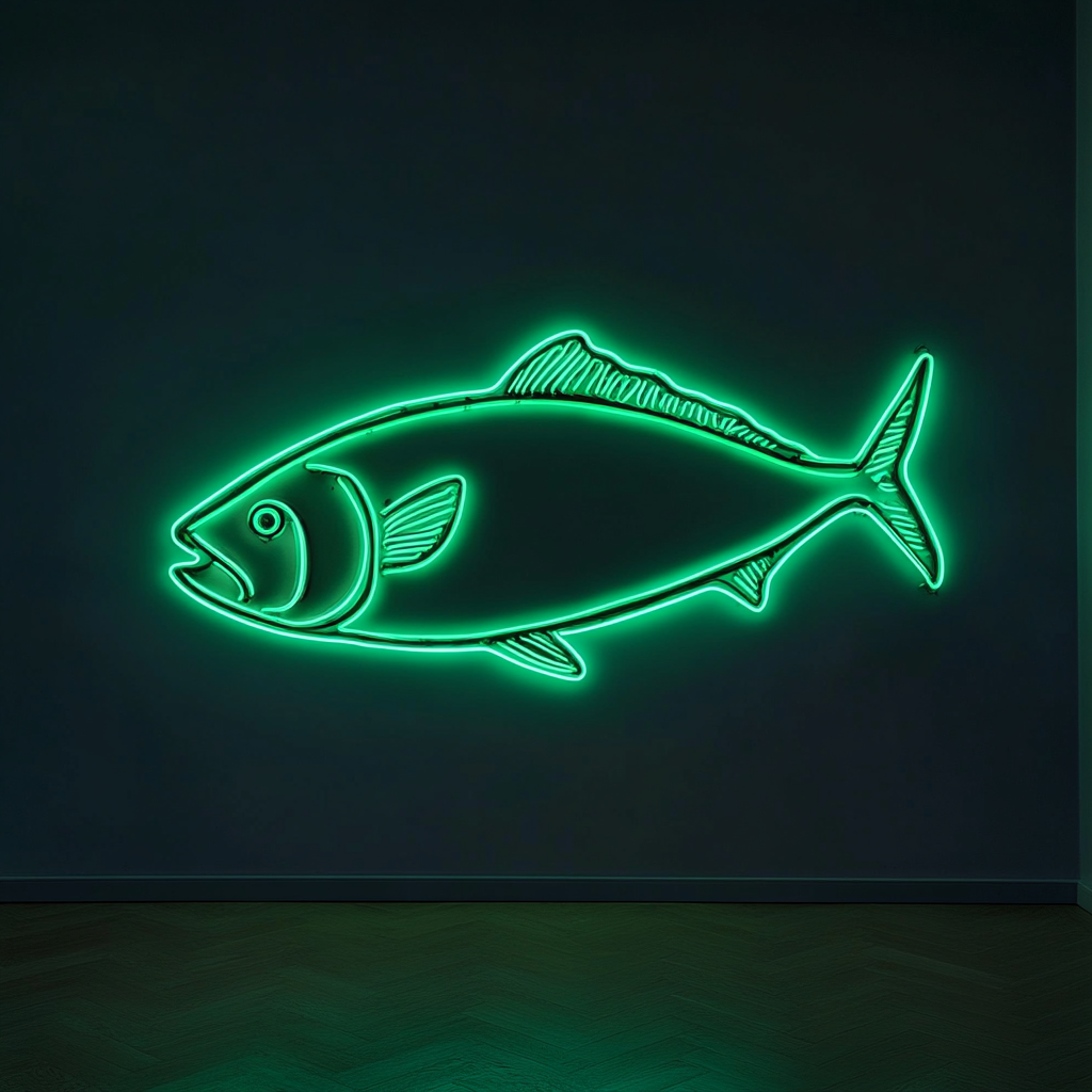 Tuna Steak - Green Neon Sign, 18 Inches