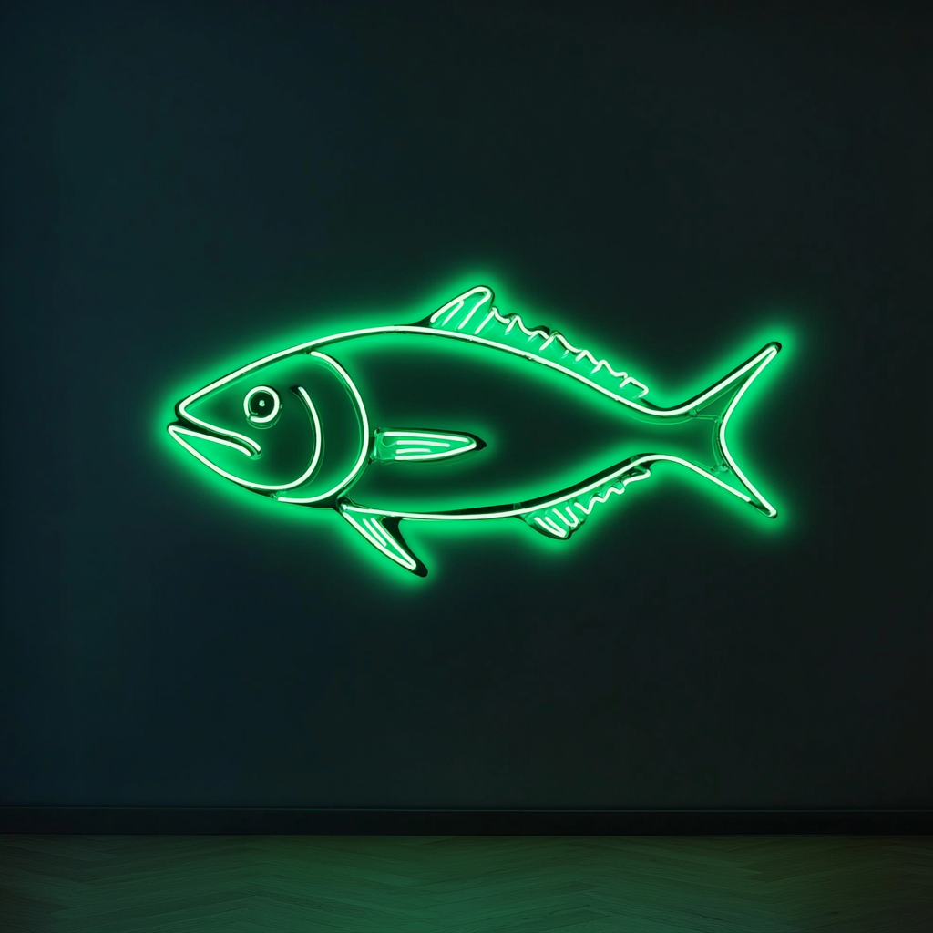 Tuna Steak - Green Neon Sign, 24 Inches
