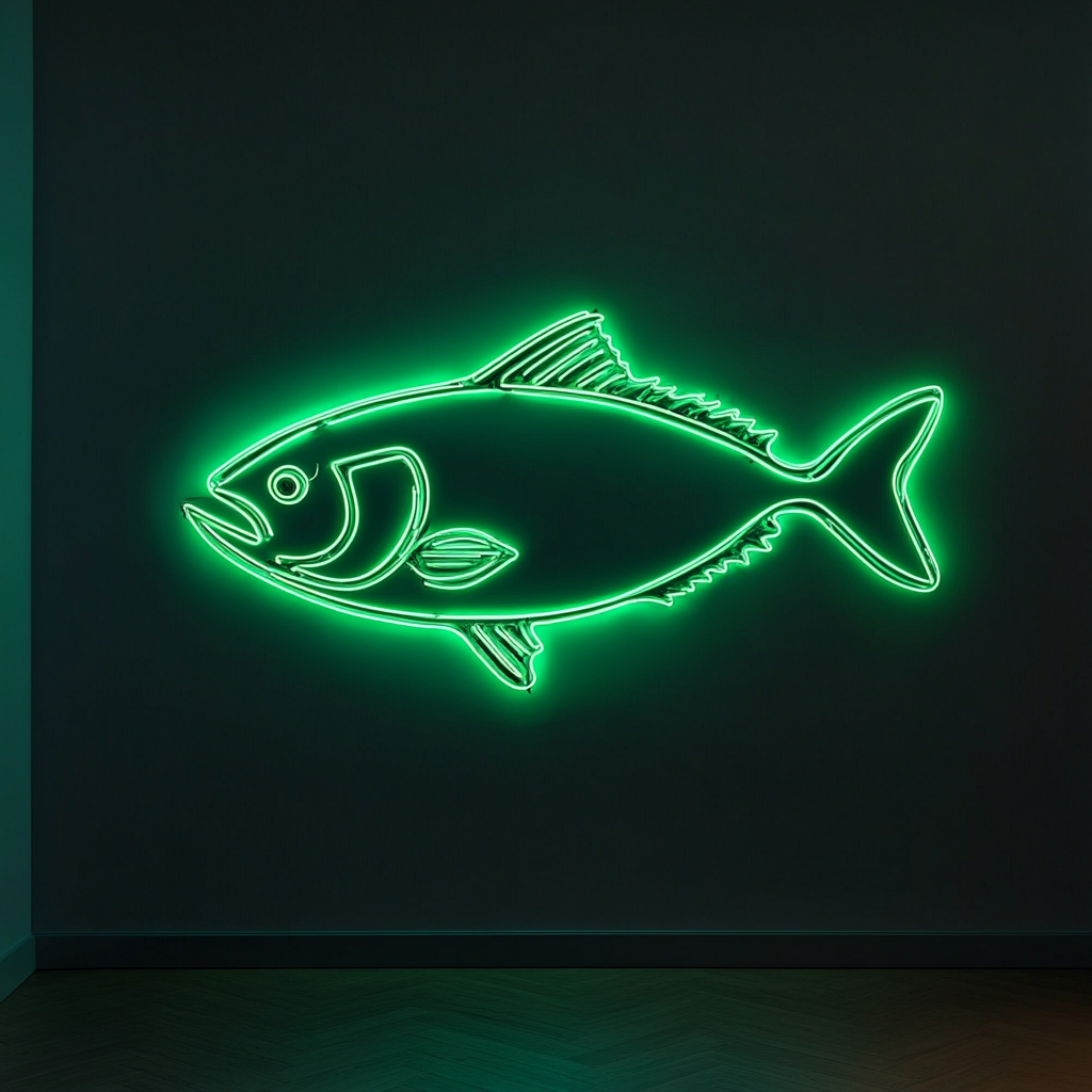 Tuna Steak - Green Neon Sign, 24 Inches