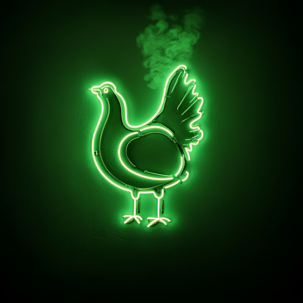 Turkey Drumstick with Steam - Green Neon Sign, 18 Inches