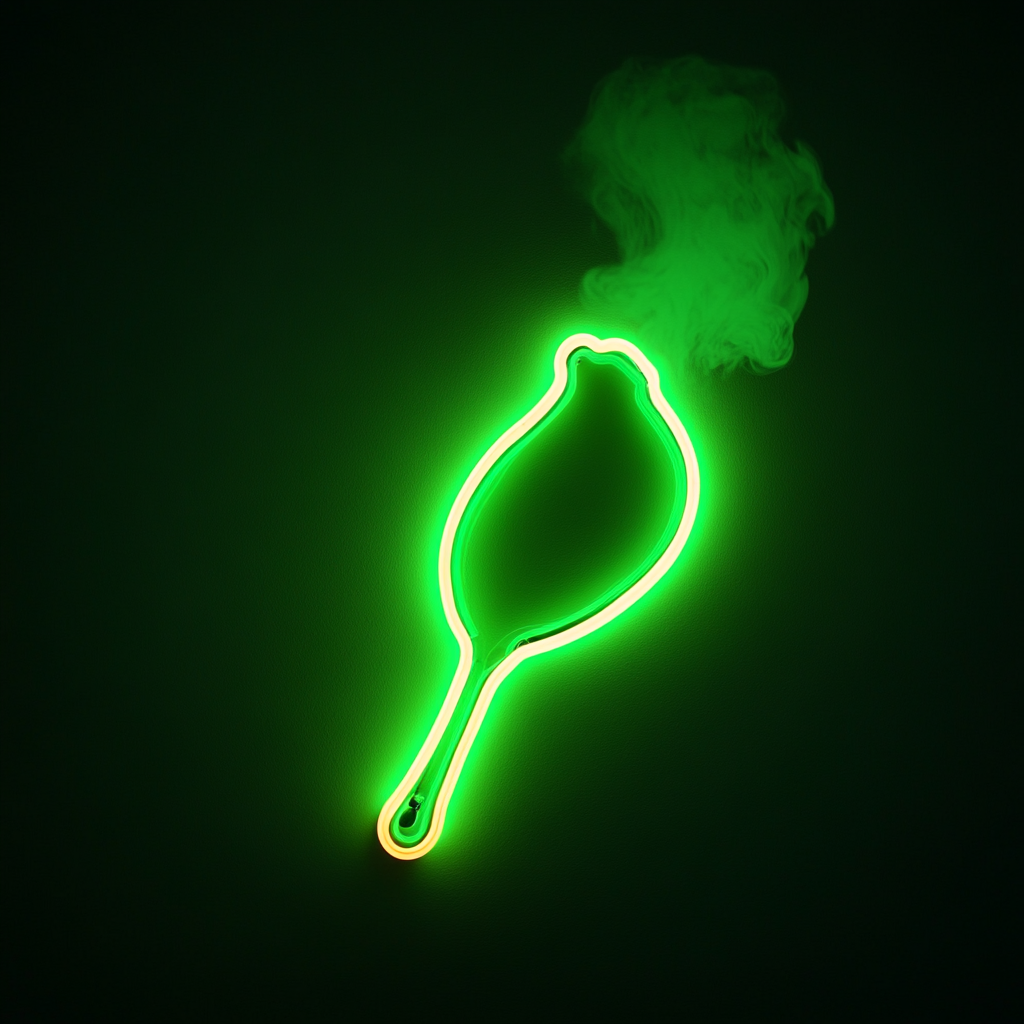 Turkey Drumstick with Steam - Green Neon Sign, 24 Inches