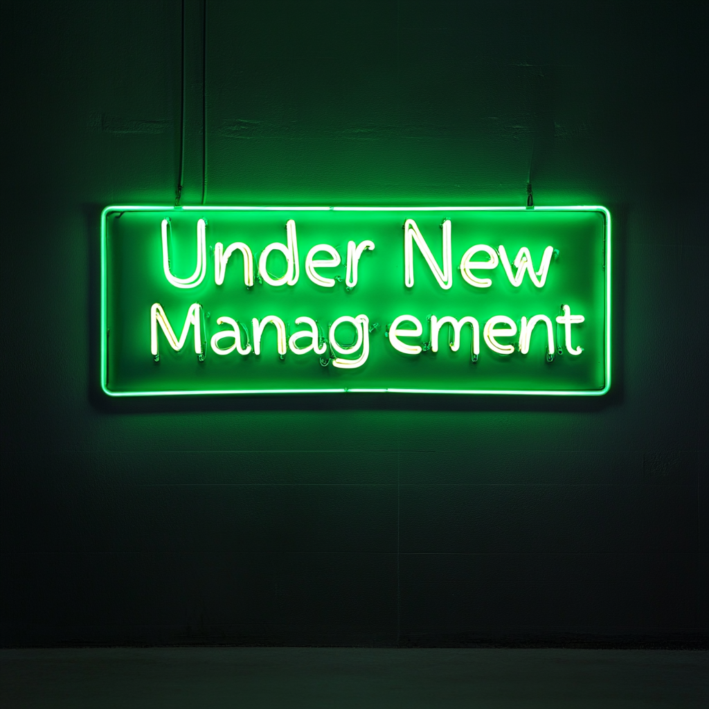 Under New Management - Green Neon Sign, 18 Inches