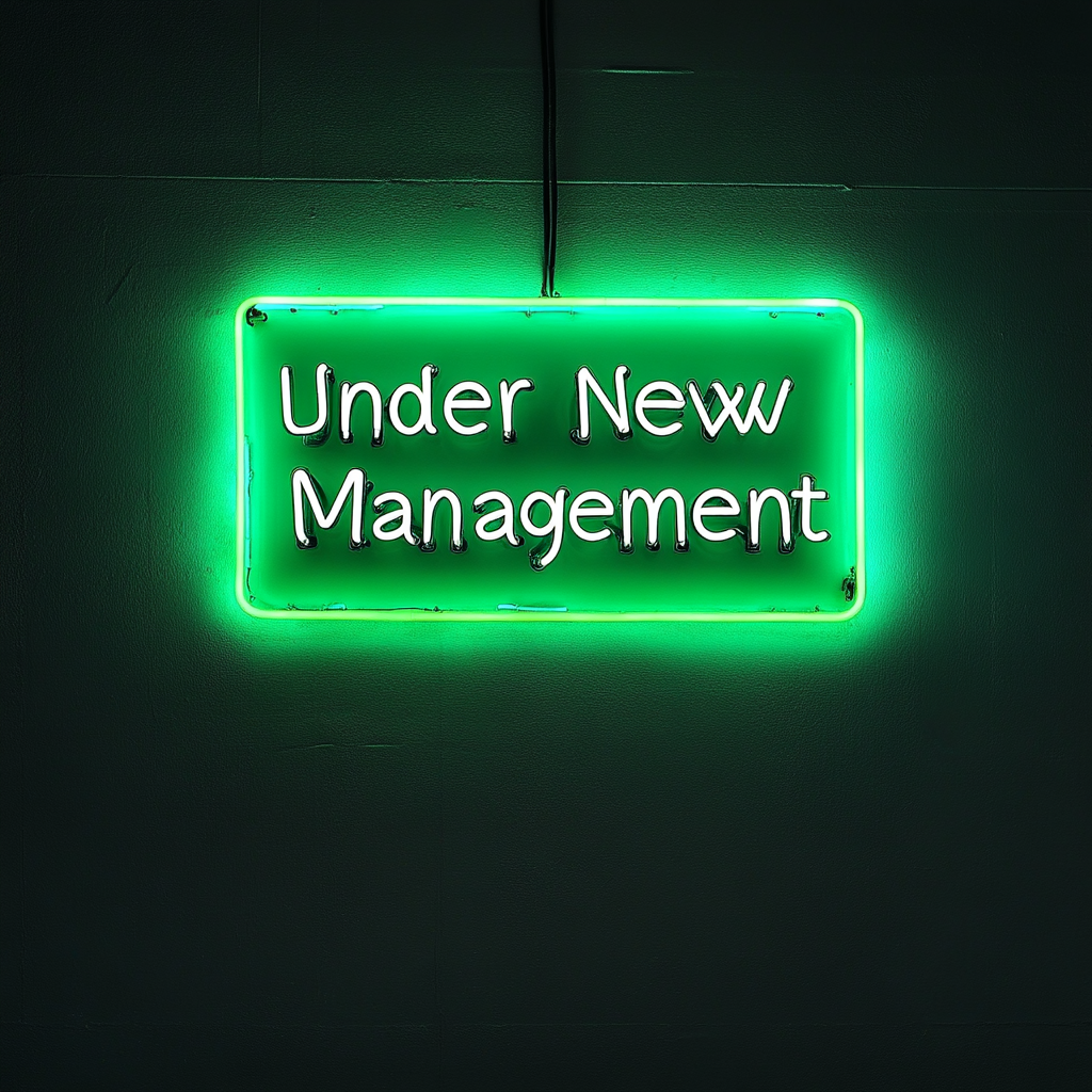 Under New Management - Green Neon Sign, 24 Inches