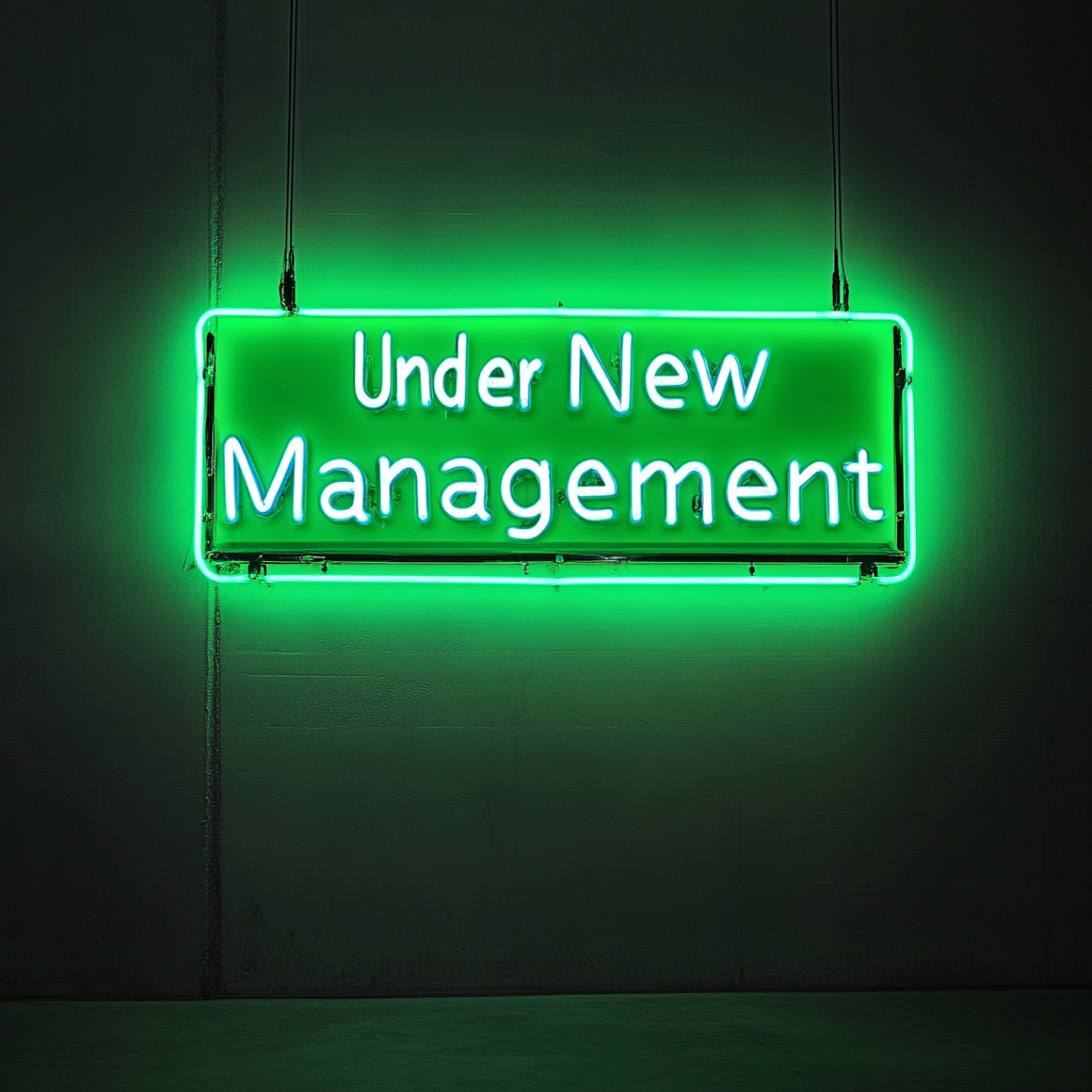Under New Management - Green Neon Sign, 18 Inches
